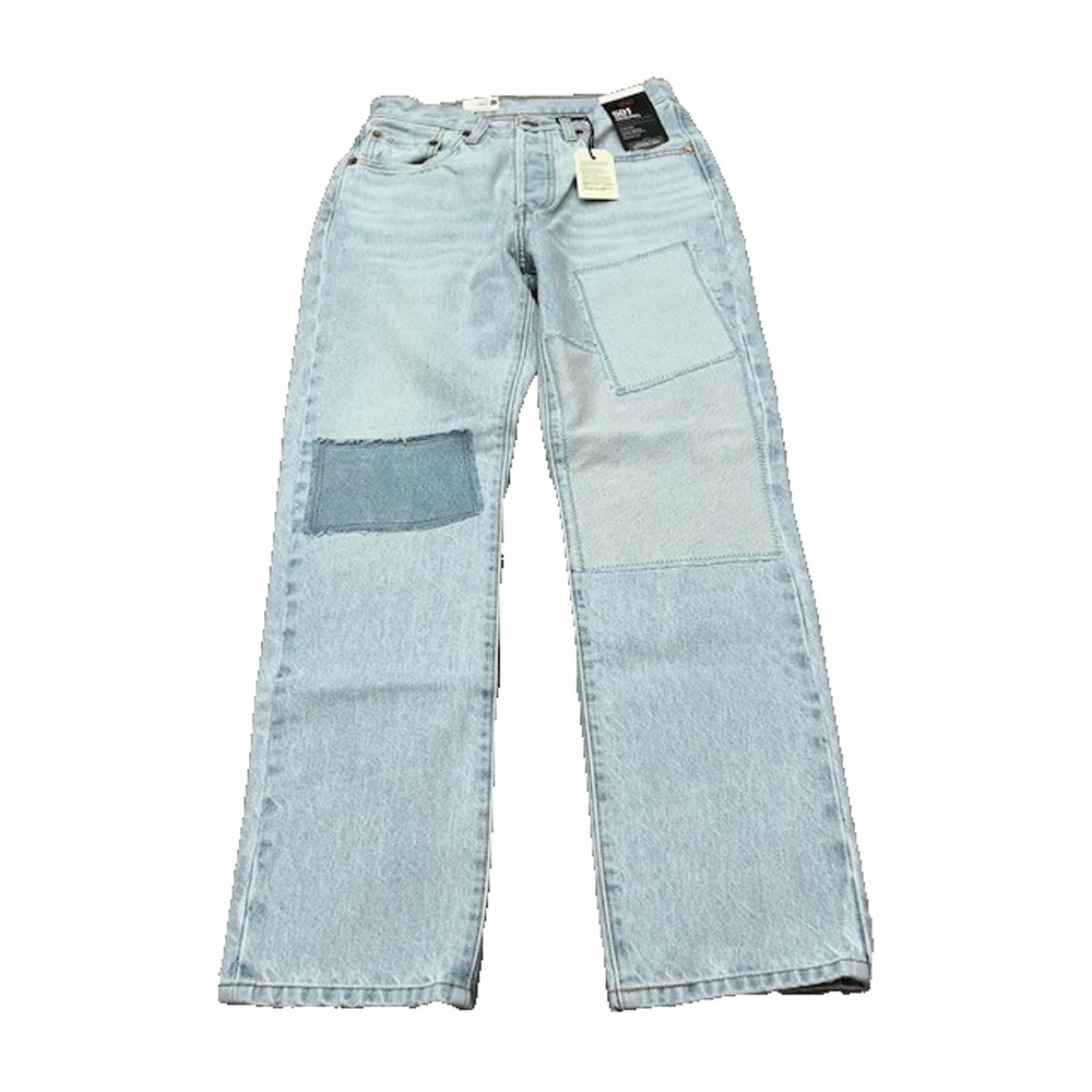 NWT Levis Womens 501 Premium Original Jeans High‎ Rise Straight Patchwork 26x30